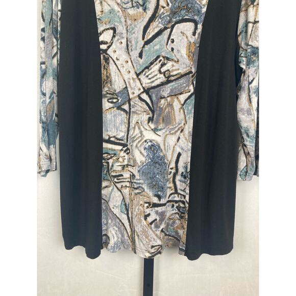 Parsley & Sage 3/4 Sleeve Scoop Neck Tee Sz 1X Abstract Art to Wear Embroidered - Picture 6 of 11